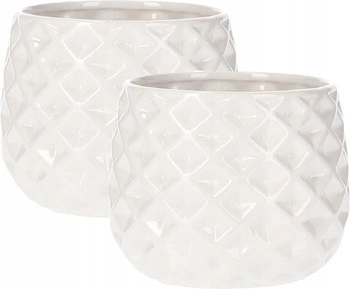 Sada 2x kvetináč keramika glazovaná 13 cm - Farba biela