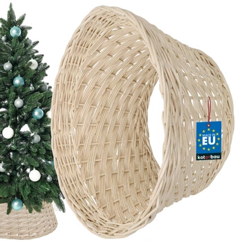 Koš z prútia ø45 cm na stojan pod vianočný stromček boho - Farba bielená