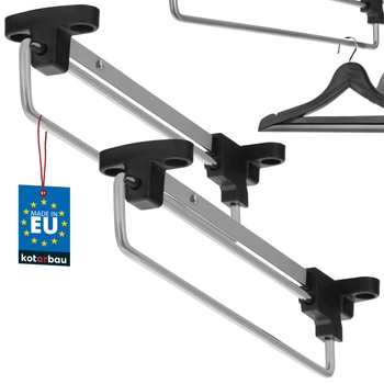 Výsuvný vešiak na košele do šatníka strieborný 250 mm sada 2 ks.