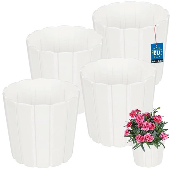 Plastový kvetináč na kvety biely 15cm sada 4 ks.