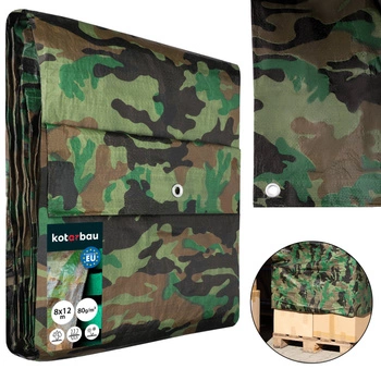 Plachta ochranná pevná hrubá univerzálna moro 80 g/m2 8x12 m