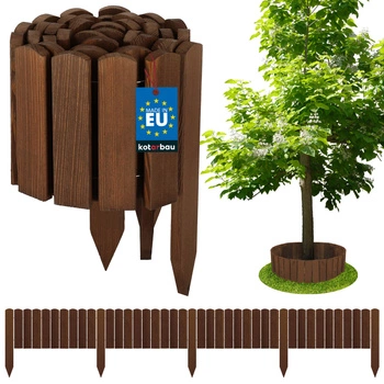 Záhradný plot palisádový drevený obrubník poháňaný hnedý 200x20 cm