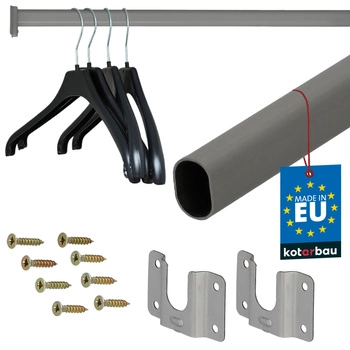 Tyč do skrine na oblečenie lakovaná sivá 100 cm