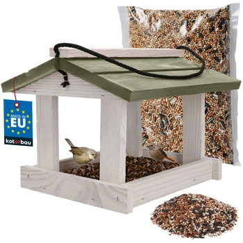 Drevené kŕmidlo pre vtáky + krmivo 0,5 kg
