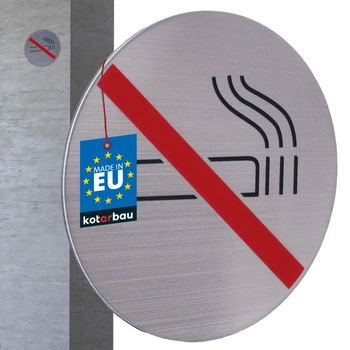 Značka zákaz fajčenia piktogram samolepiaca nerezová oceľ 7 cm