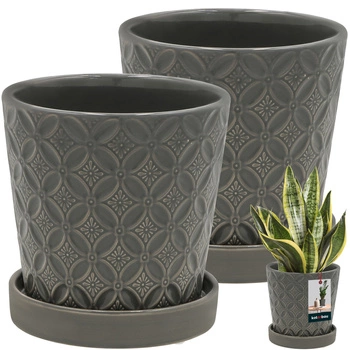 Kvetináč okrúhly šedý s podmiskou ⌀ 13 cm 2 ks.