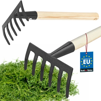 Mini záhradné hrable kovové hrable so 6 zubami 33 cm