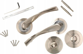 Súprava dverových kľučiek 130 mm satén so zámkom