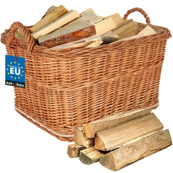 Kôš prútený na drevo ku krbu s rukoväťou