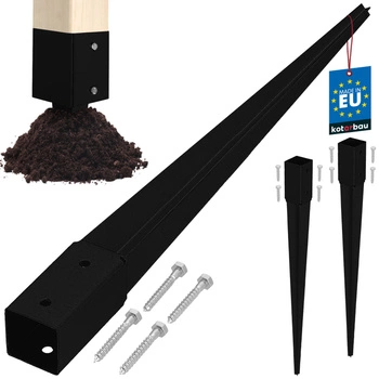 Základňa stĺpa zapustená do zeme oceľová čierna 45x45x600 mm sada 2 ks.