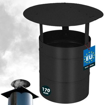 Dymová strieška na komínové potrubie pozinkovaná čierna 170 mm