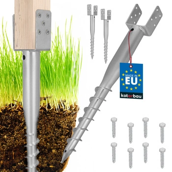 Základňa stĺpa kotva u skrutkovateľná do zeme oceľ 90x710 mm sada 2 ks.