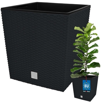 Záhradný ratanový kvetináč s vložkou antracit 32x32 cm