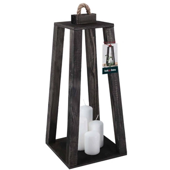 Drevený kužeľový lampáš na sviečku domáca záhrada sivá 20x20 cm