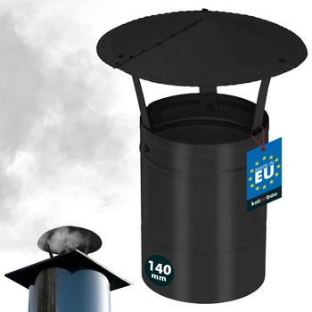 Dymová strieška na komínové potrubie pozinkovaná čierna 140 mm