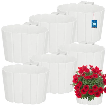 Kvetináč balkónový biely na zábradlí 150 MM Sada 6 ks..