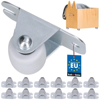 Nábytkové koliesko pevné na skrine gumové biele 22 mm sada 12 ks.