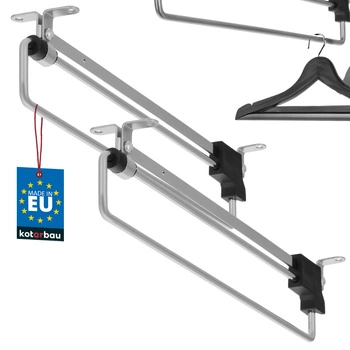 Výsuvný vešiak na košele do šatníka strieborný 300 mm sada 2 ks.