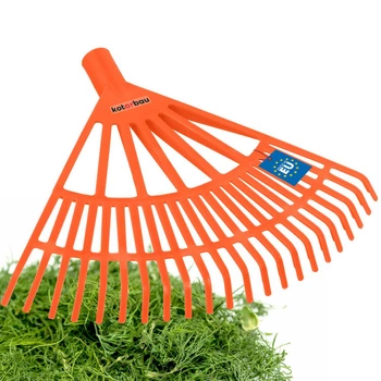 Záhradné hrable plastové na lístie trávu 44 cm - Farba oranžová