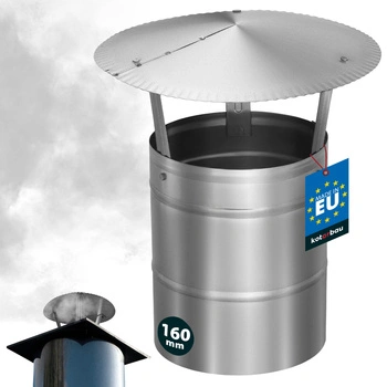 Dymová strieška na komínové potrubie pozinkovaná strieborná 160 mm