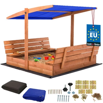 Drevené pieskovisko so strieškou lavičkami uzamykateľné veľké hnedé 140 cm