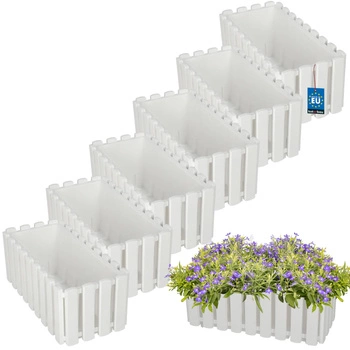 Kvetináč balkónový biely na zábradlí 400 MM Sada 6 ks..