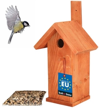 Budka pre vtáky kŕmidlo drevený domček dutina kŕmenie - Farba tehla