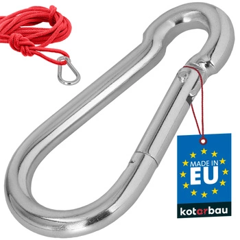 Hasičský karabínový háčik na hojdačku lano hammock kovový 120 mm