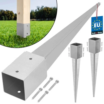 Základňa stĺpa poháňaná kotva zem oceľ 90x90x750 mm sada 2 ks.