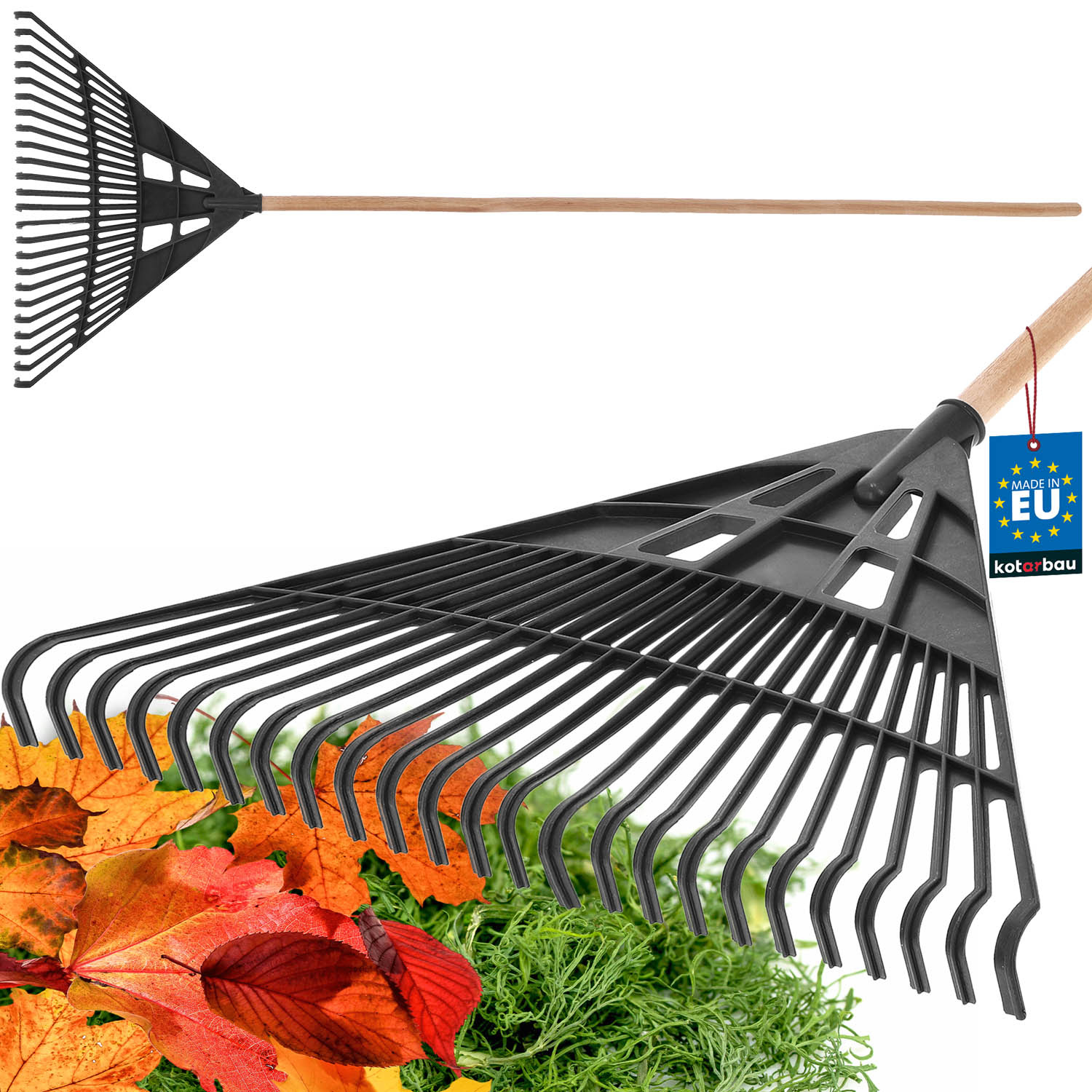 Záhradné hrable na lístie 610 mm s násadou