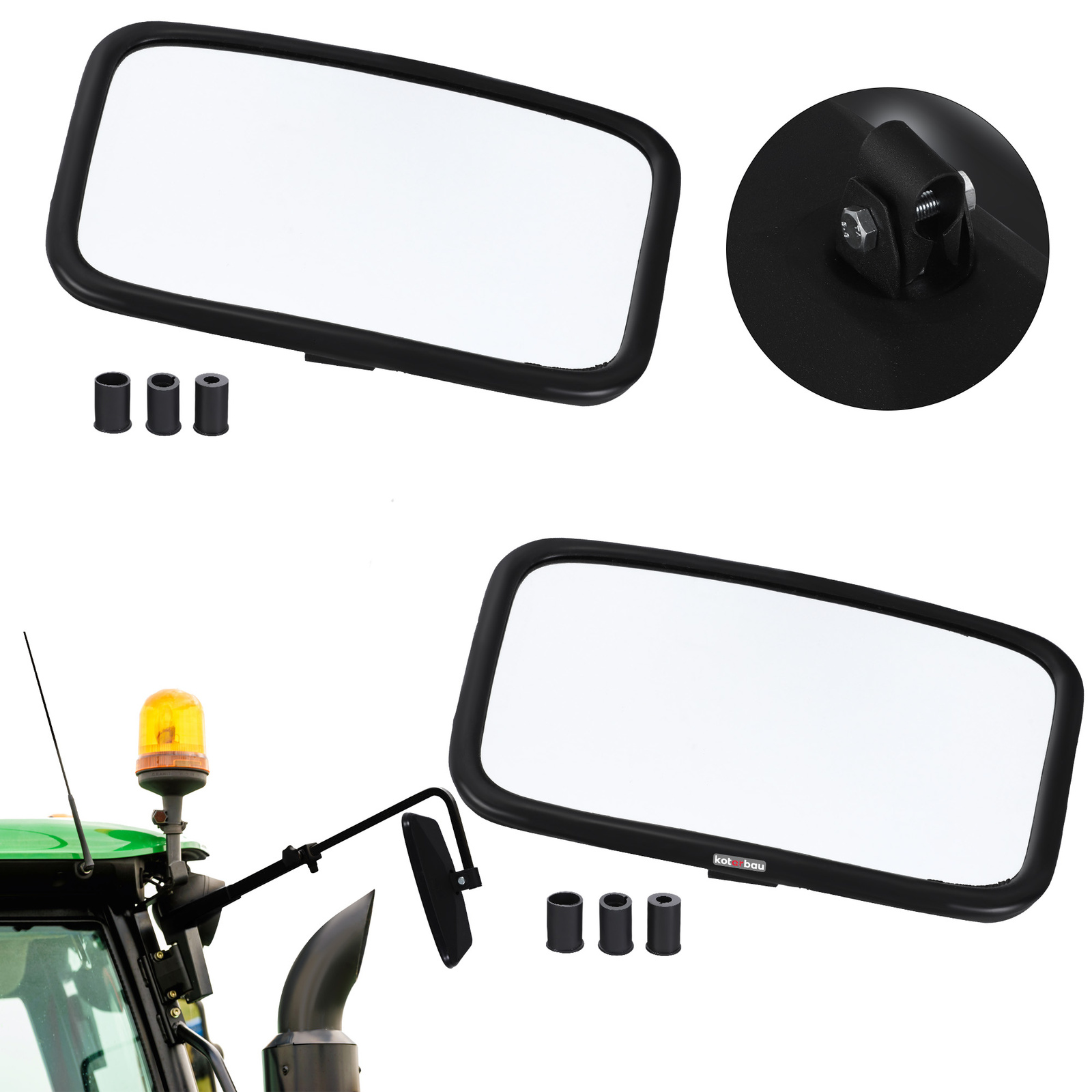 Univerzálne vonkajšie zrkadlo pre strojné traktory 25x16,5 cm sada 2 ks.