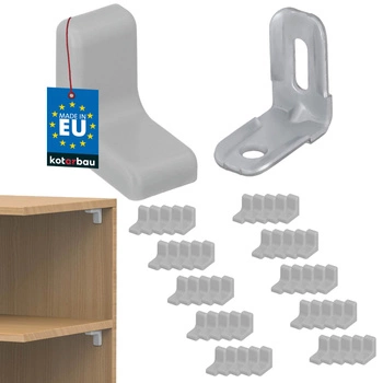 Nábytková uhlová konzola s uzáverom svetlosivá sada 50 ks.