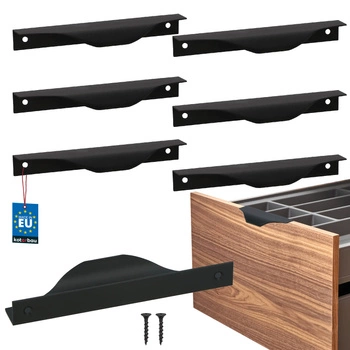 Hranatá nábytková úchytka moderná hliníková matná čierna 128 mm sada 6 ks.