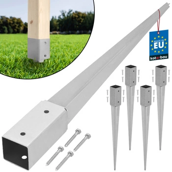 Základňa stĺpa poháňaná kotva zem oceľ 60x60x750 mm sada 4 ks.