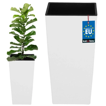 Kvetináč 220x220x424 mm urbi štvorcový biely s vložkou