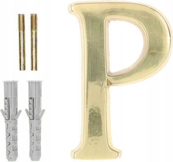 Písmeno "p" pre výšku domových dverí z mosadze 10 cm
