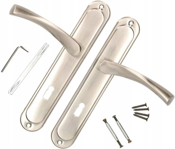 Kľučka dverí saténová s okrúhlym kľúčom 72 mm