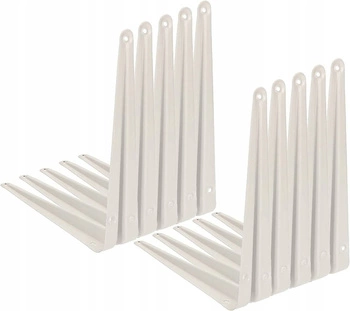Rohový držiak na policu, podpera 17,5x15 cm, 10 ks - Biela farba