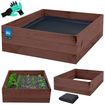 Debnička na zeleninu drevená bylinky pestovanie hnedá 120x120x27 cm