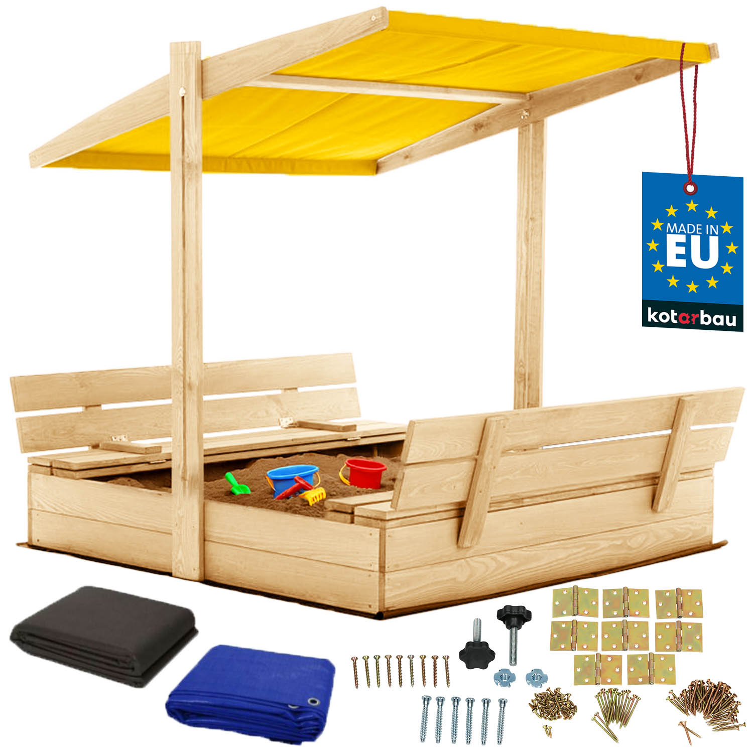 Drevené pieskovisko so strieškou lavičkami uzamykateľné veľké prírodné 120 cm