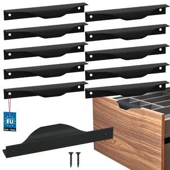 Hranatá nábytková úchytka moderná hliníková matná čierna 128 mm sada 10 ks.