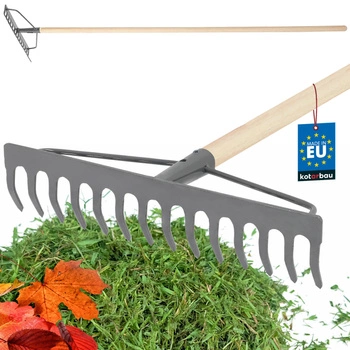 Zosilnené kovové záhradné hrable so 14 zubami a násadou 154 cm