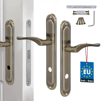 Klasická dverová kľučka dlhá štítka zámka wc patina 90 mm