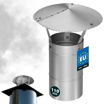 Dymová strieška na komínové potrubie pozinkovaná strieborná 110 mm