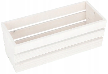 Drevený balkónový kvetinový box na bylinky biely 40 cm