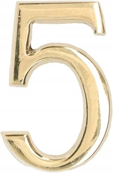 Číslo domu "5" na dvere 3d 5cm mosadz