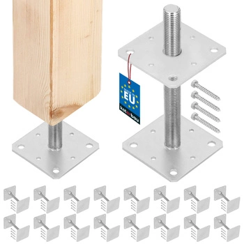 Podstavec stĺpa skrutkovací nastaviteľný tyč m24 160x160x250 mm sada 16 ks.