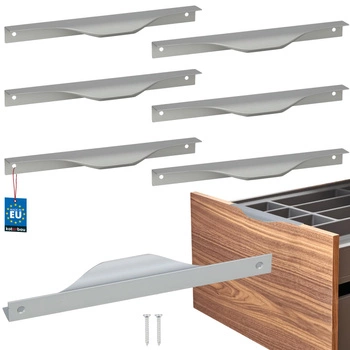 Hranatá nábytková úchytka moderná hliníková strieborná 192 mm sada 6 ks.