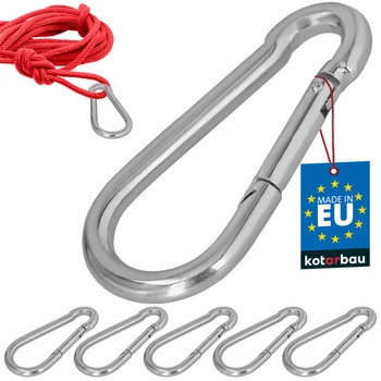 Hasičský karabínový háčik na hojdačku lano hammock kovový 140 mm sada 5 ks.