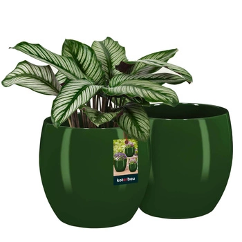 Glazovaný keramický kvetináč zelené rastliny 19 cm sada 2 ks.